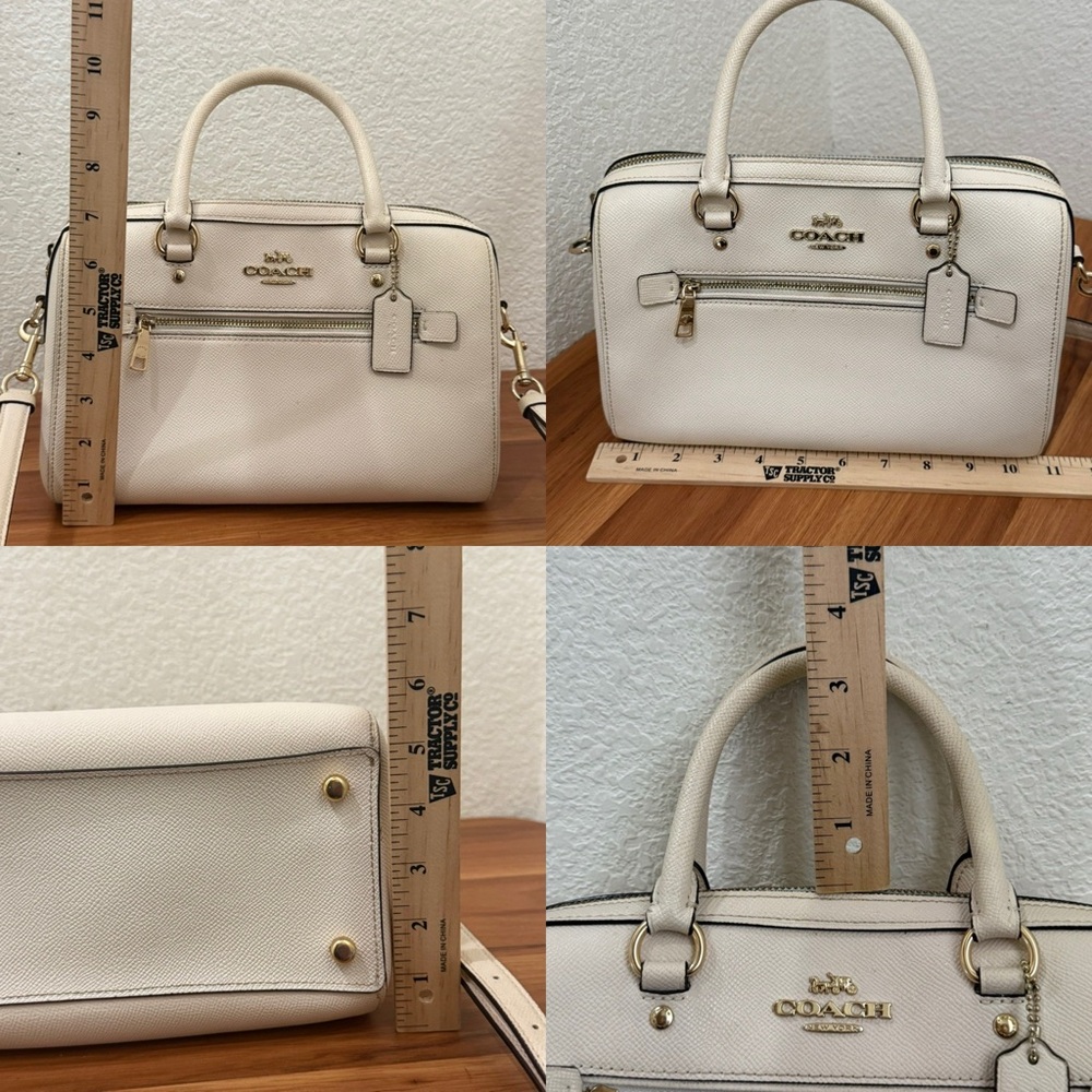 COACH 79946 Rowan Crossgrain Leather Satchel Shoulder Crossbody Bag Chalk / Gold - Picture 8 of 16